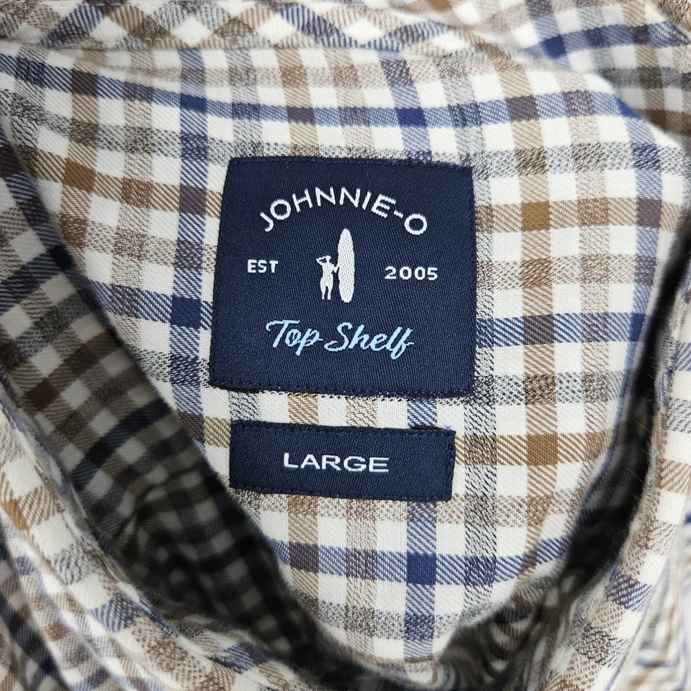 Johnnie O Shirt Mens Large Long Sleeve Top Shelf Check Lightweight Casual - Picture 8 of 10